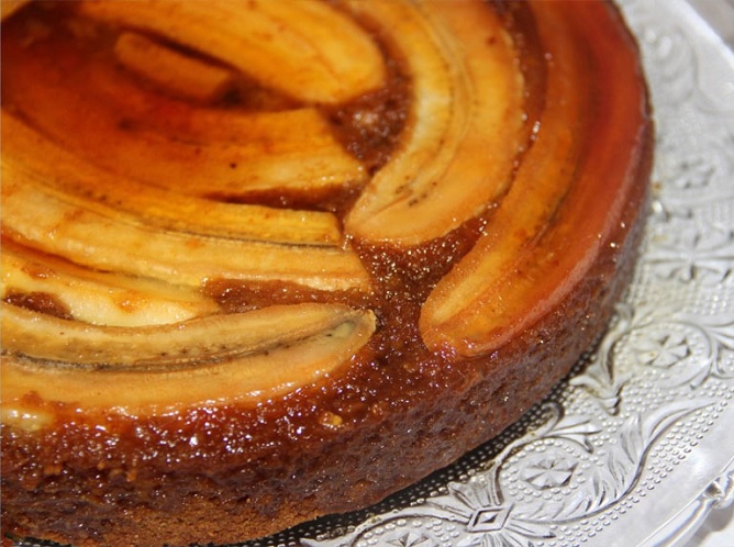cambur torta volteada de cambur
