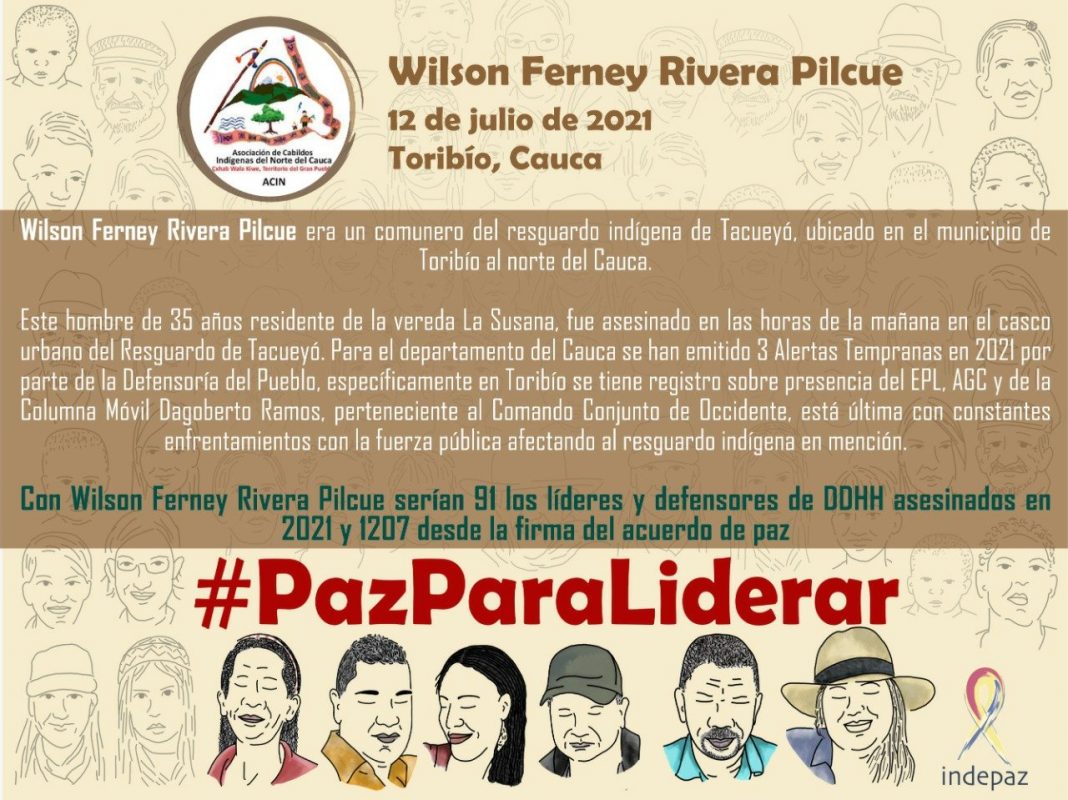 líder social asesinado-Colombia