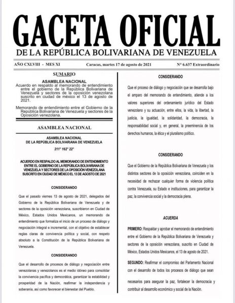 AN aprueba respaldo al Memorándum de Entendimiento