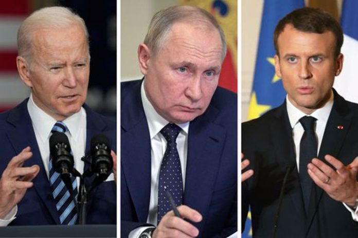 Biden-Putin-Macron Emmanuel Macron-Ucrania