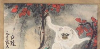 chinese-painting-white-monkey-chen-da-el mono blanco