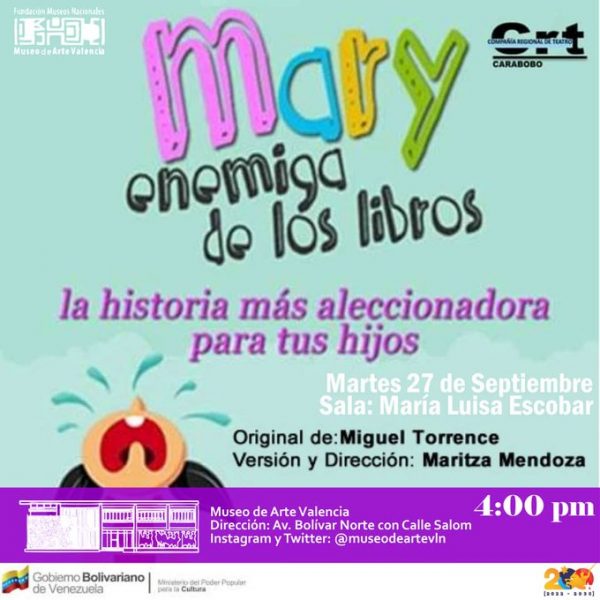 Mary enemiga de los libros se presentará hoy en el Muva