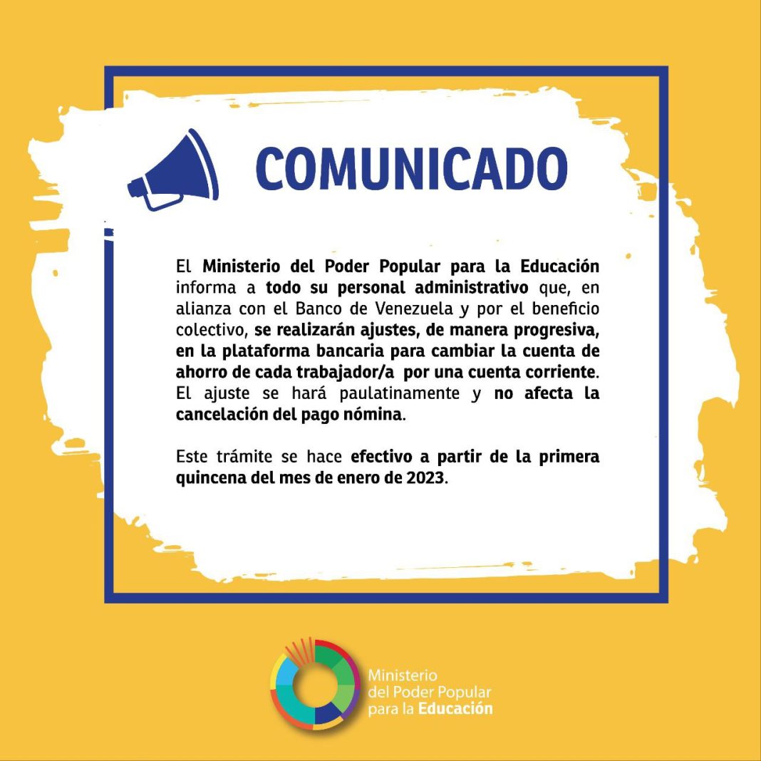 Comunicado MPPE Comunicado MPPE-BDV-pago nómina