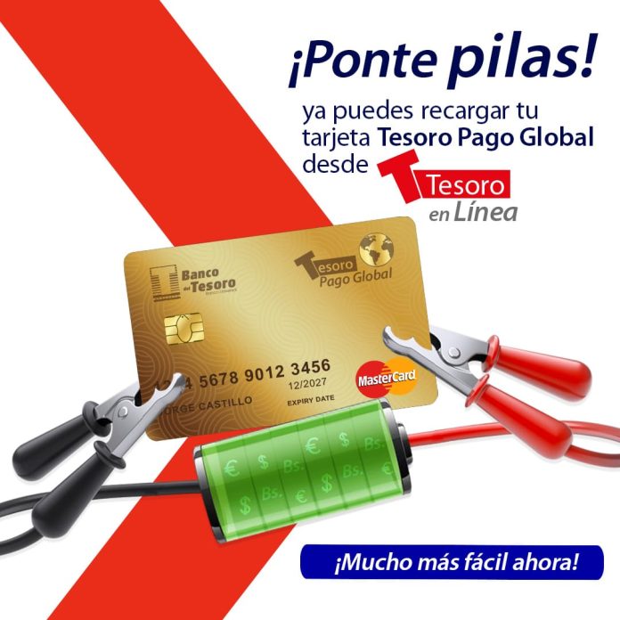 Tarjeta Pago Global del Banco del Tesoro puede recargarse por internet