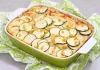 Gratén de ajo porro y calabacín con bechamel de ricotta y champiñones Gratén de ajo porro y calabacín
