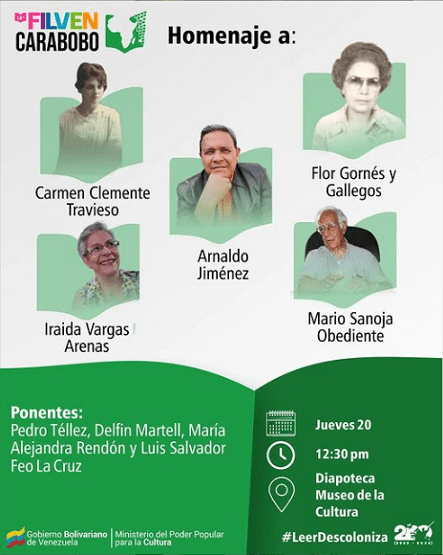 18º FILVEN Carabobo-Museo de la Cultura-homenajeados programación