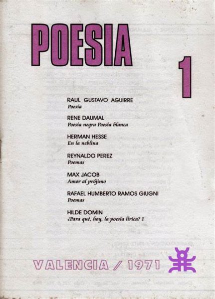 Revista Poesía 01-primer número, junio de 1971