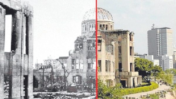 El Museo de la Paz de Hiroshima, tras la explosión y en la actualidad, un grito contra la barbarie de las guerras. DEIA