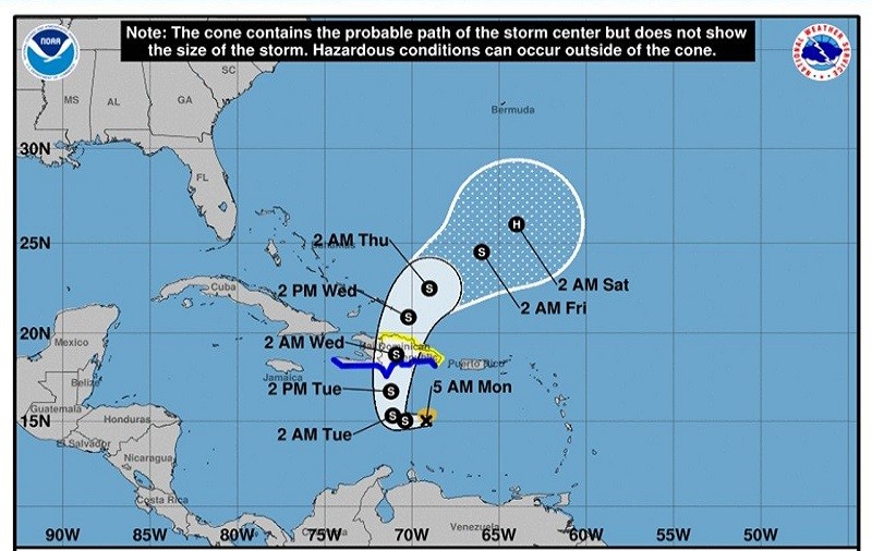 zonas Tormenta tropical Franklin