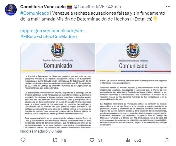 informe ONU DDHH-Venezuela rechazo