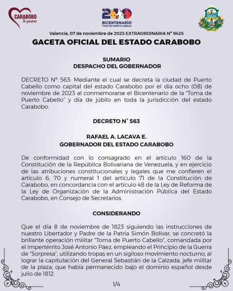 Gaceta Oficial-Carabobo-Puerto Cabello Capital