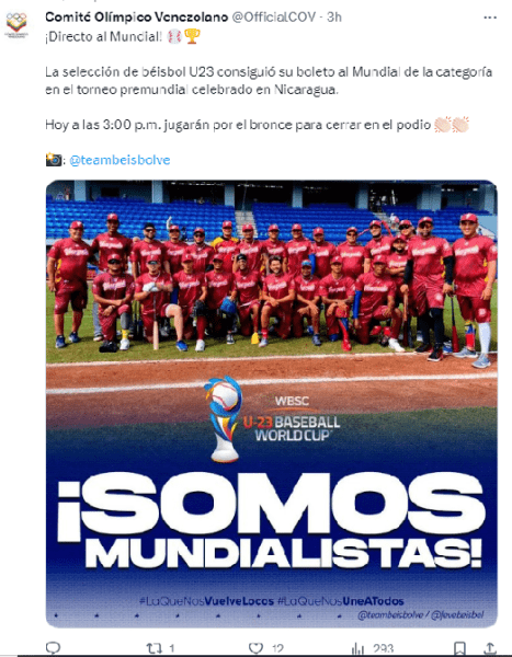 Mundial-selección sub 23-beisbol
