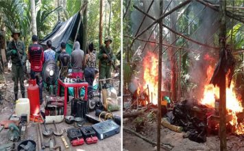 Campamento de minería ilegal en Amazonas