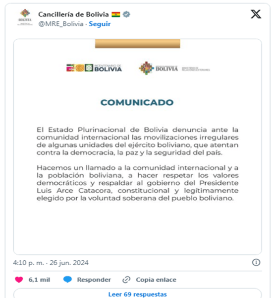 comunicado gobierno golpe