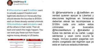 Mercenario Erik Prince llama a asesinos a atentar contra el Pdte. Maduro