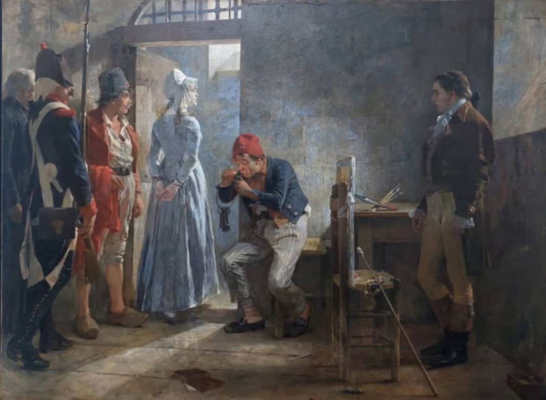 El arte de la política-ilustración Carlota Corday camino al cadalso-Arturo Michelena