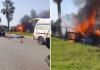 Auto bombardeado en el Líbano