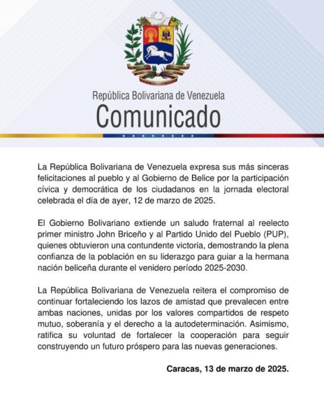 comunicado Venezuela Belice
