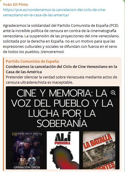 ciclo de cine venezolano-censura-madrid-canciller yván gil