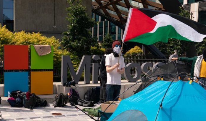 Trabajadores de Microsoft protestan Trabajadores de Microsoft protestan