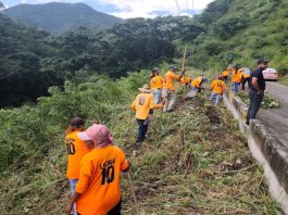 Limpieza y demarcación en carretera Nacional Las Trincheras labores de limpieza
