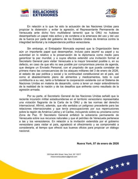 Venezuela denuncia agresión de EEUU EN LA ONU