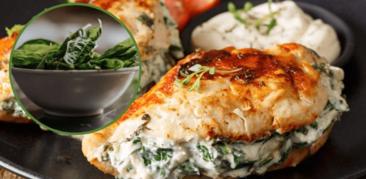 Pechugas rellenas de queso y espinacas