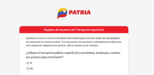 Sistema Patria habilitó encuesta sobre transporte público superficial