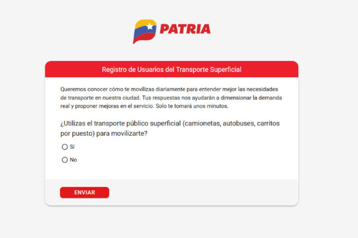 Sistema Patria habilitó encuesta sobre transporte público superficial