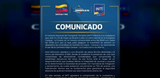 cierre parcial de Autopista Caracas La Guaira