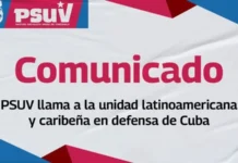 PSUV llama a la unidad y a conformar frente internacional en defensa de Cuba