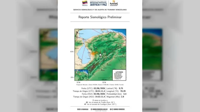 FUNVISIS registro un sismo de magnitud 4.4 en Portuguesa
