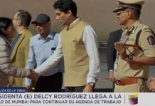 Presidenta (E) Delcy Rodríguez en Mumbai
