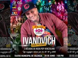 Valencia revivirá 3 décadas de rock-pop venezolano con la energía y el talento de Ivanovich 3 décadas de Rock-Pop Venezolano Ivanovich