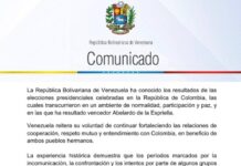 Venezuela reafirma su disposición de mantener cooperación con el nuevo gobierno de Colombia Venezuela reafirma