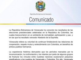 Venezuela reafirma su disposición de mantener cooperación con el nuevo gobierno de Colombia Venezuela reafirma