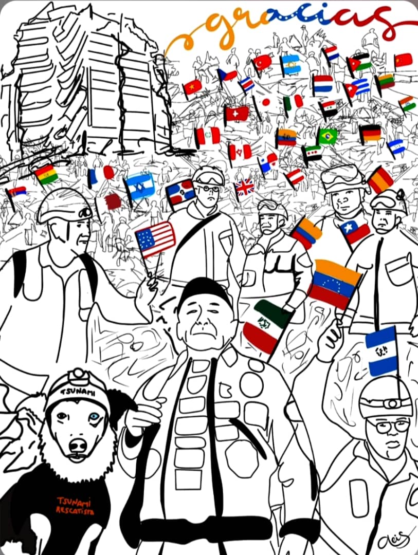 Ilustración-rescatistas-ayuda internacional-doblete sísmico