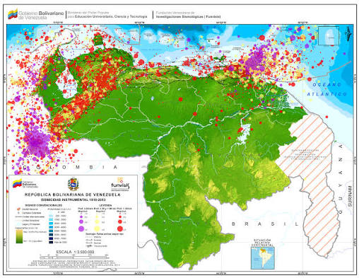 Mapa sísmico de Venezuela - Funvisis.