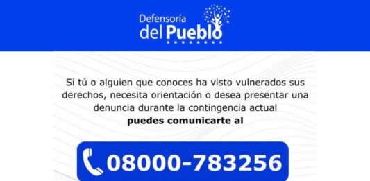 Línea 08000 PUEBLO activa para denuncias durante contingencia
