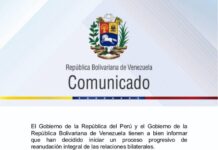 Venezuela y Perú inician proceso progresivo de reanudación de relaciones bilaterales Venezuela Perú