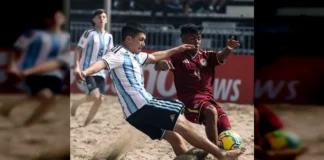 Venezuela golea a Argentina y se mantiene invicto en sudamericano Sub-20 de Fútbol playa