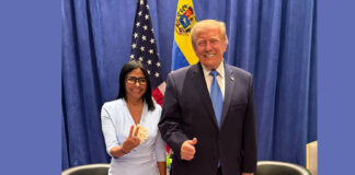 Delcy Rodríguez y Donald Trump
