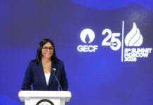 Delcy Rodríguez en Cumbre de Gas