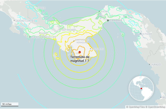 Terremoto de magnitud 7.6 sacude Panamá